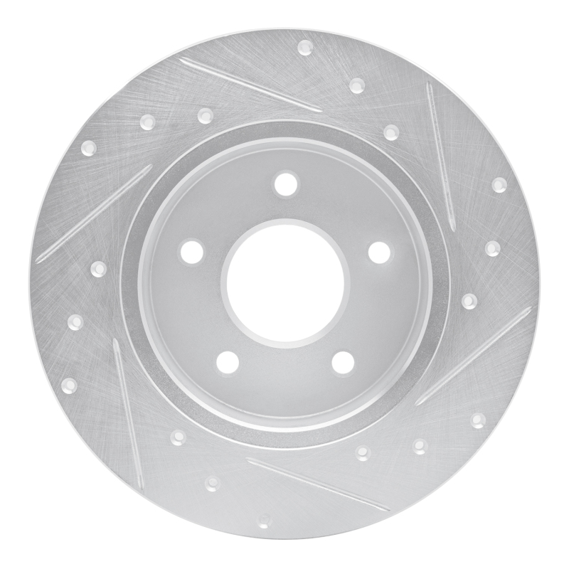 Nissan Kicks Brake Rotor (1) - Rear Left - R1 Concepts - Drilled & Slotted - Silver - `19-`25